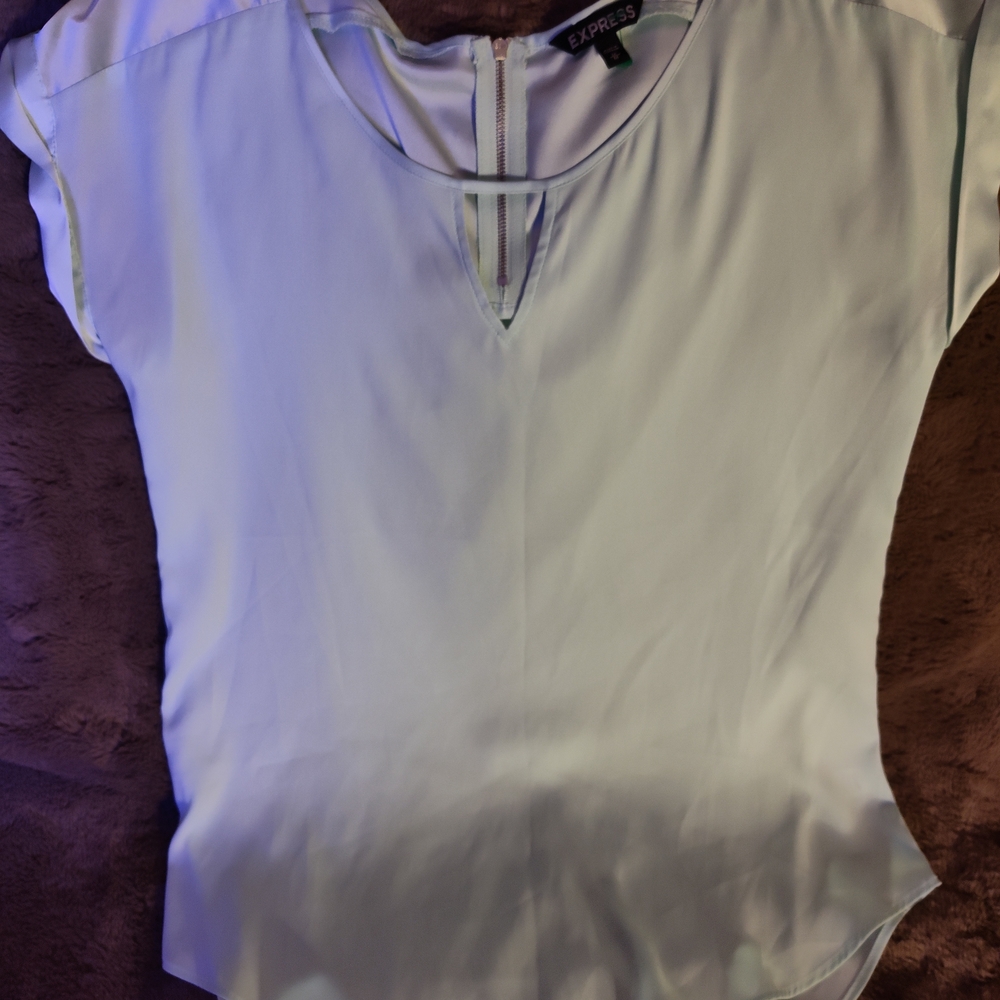 Express Cream Keyhole Cap-Sleeve Blouse